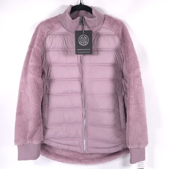 NWT BERNARDO Light Weight Faux Fur Puffer Full Zip Combo Jacket LilacHaze MEDIUM - Picture 1 of 16